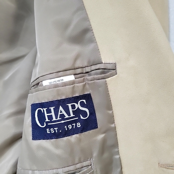 Chaps Men's Faux-Suede Long Sleeve Tan Jacket Size 40R - Picture 4 of 8